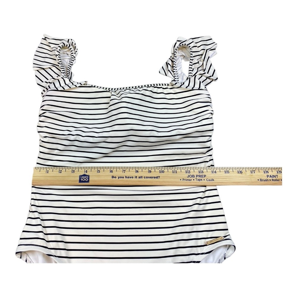 Vince Camuto Bathing Swimwear Womans Sz‎ 12 Stripes White Black Print Swimsuit - Picture 5 of 10